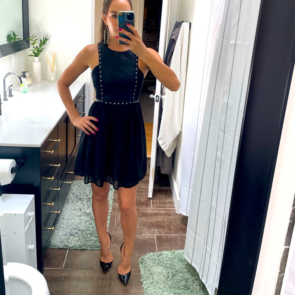 NWOT Stylestalker dress size 2.  Super cute leather and chiffon dress! ❤️